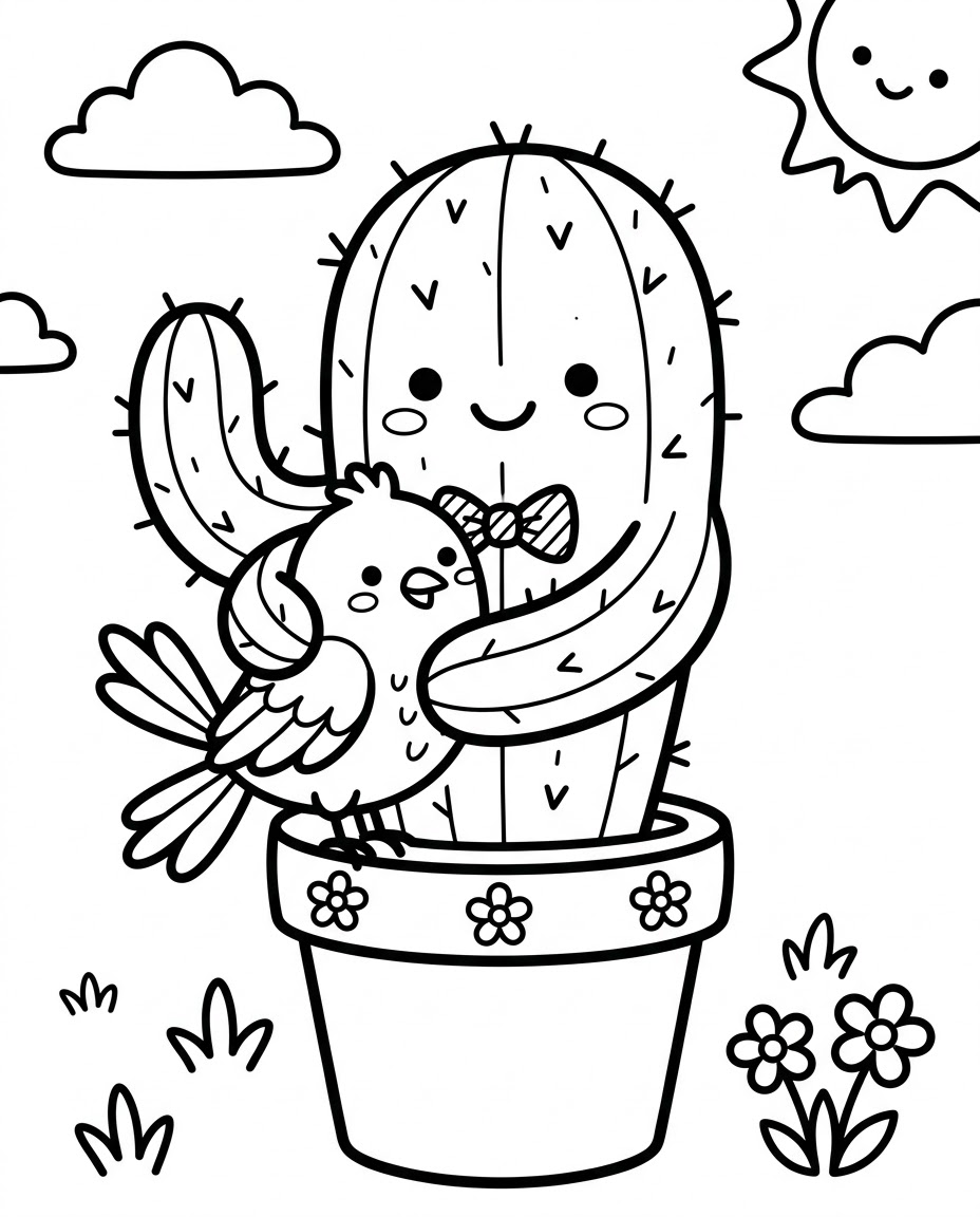 Hugging Cute Cactus