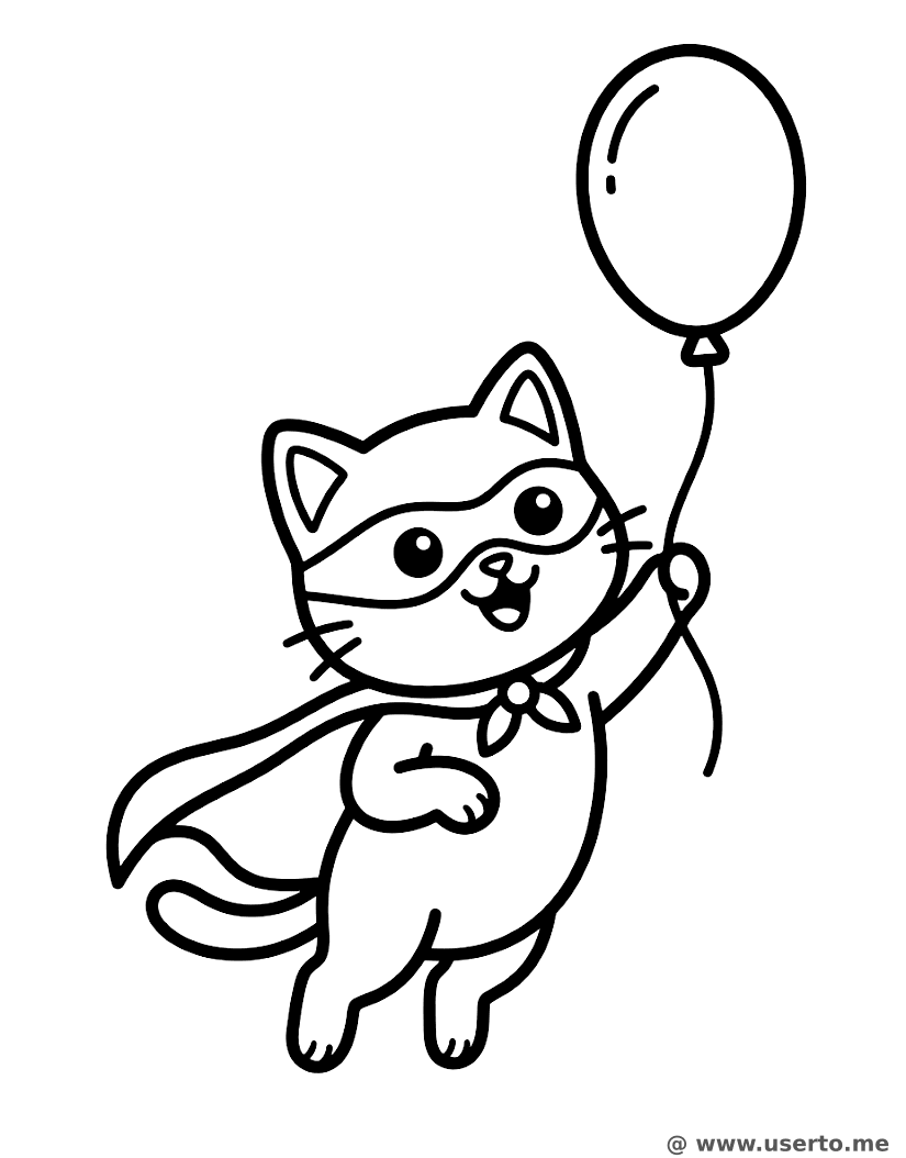 Gatinho bravo salva o balão