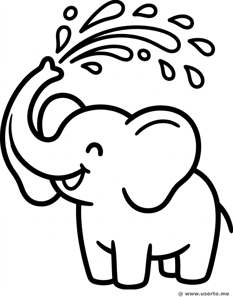 Baby Elephant Spraying Water