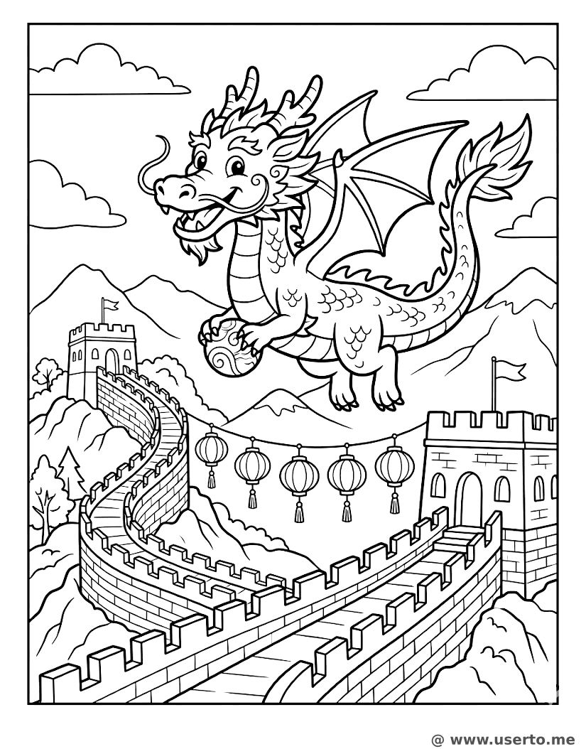 Drachenlaternen auf der Chinesischen Mauer