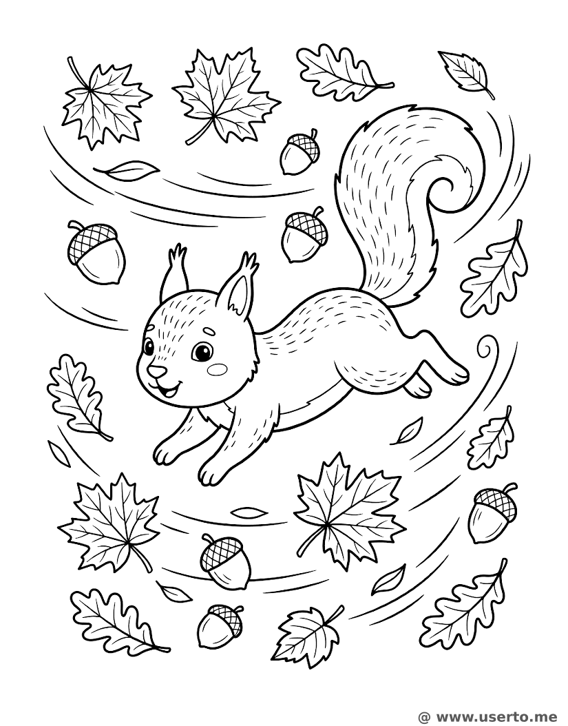 Squirrel's Autumn Leaf Chase