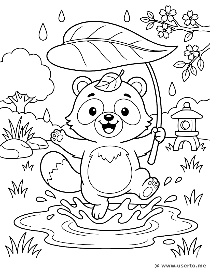 O passeio do Tanuki no dia de chuva