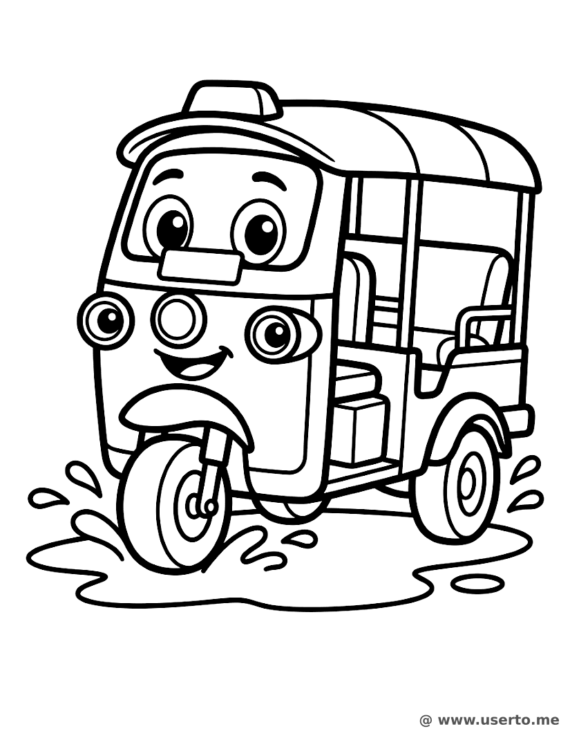 Glücklicher Tuk-Tuk-Platscher