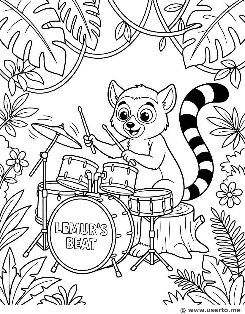 Lêmure Baterista na Floresta Tropical