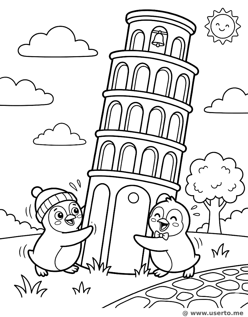 Pinguine schubsen Pisa