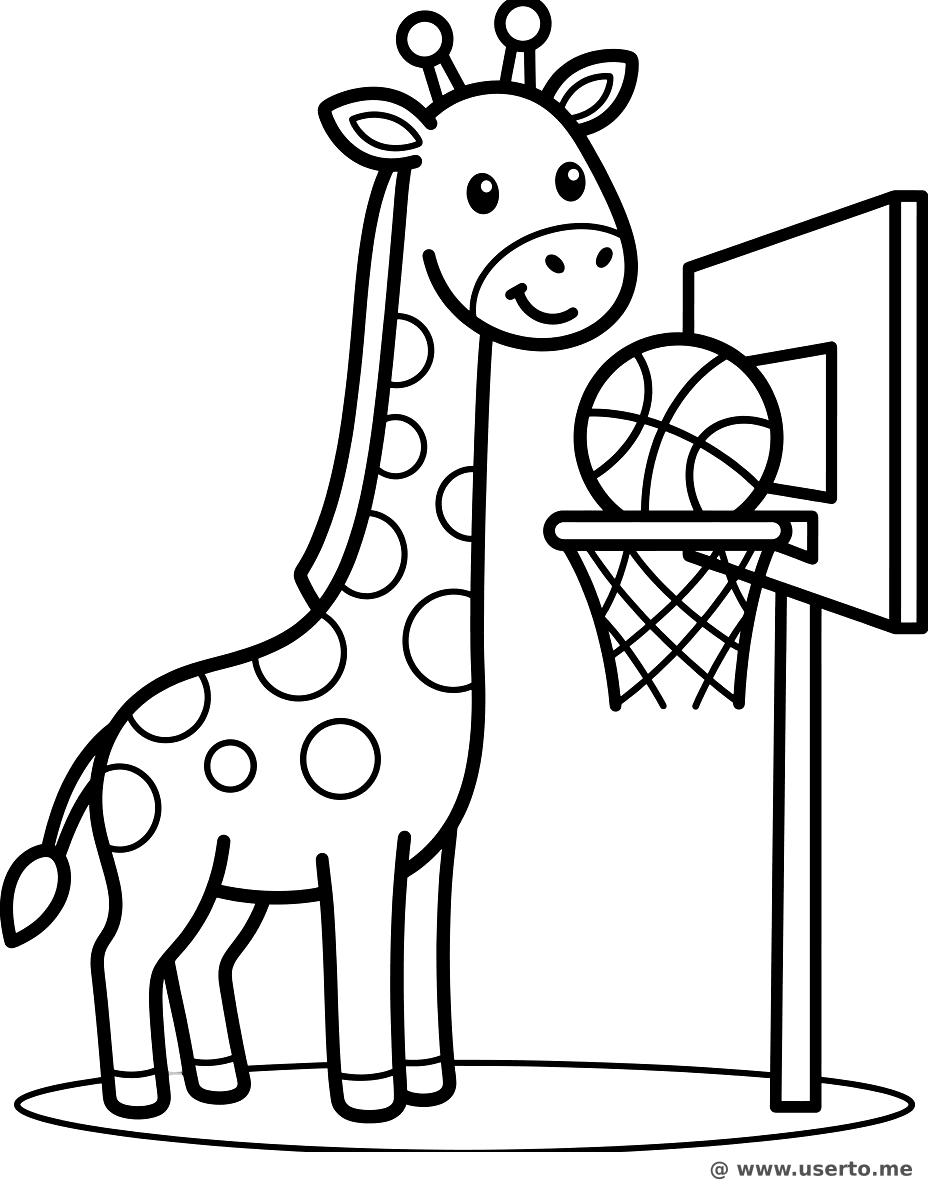 Friendly Giraffe Scores a Basket