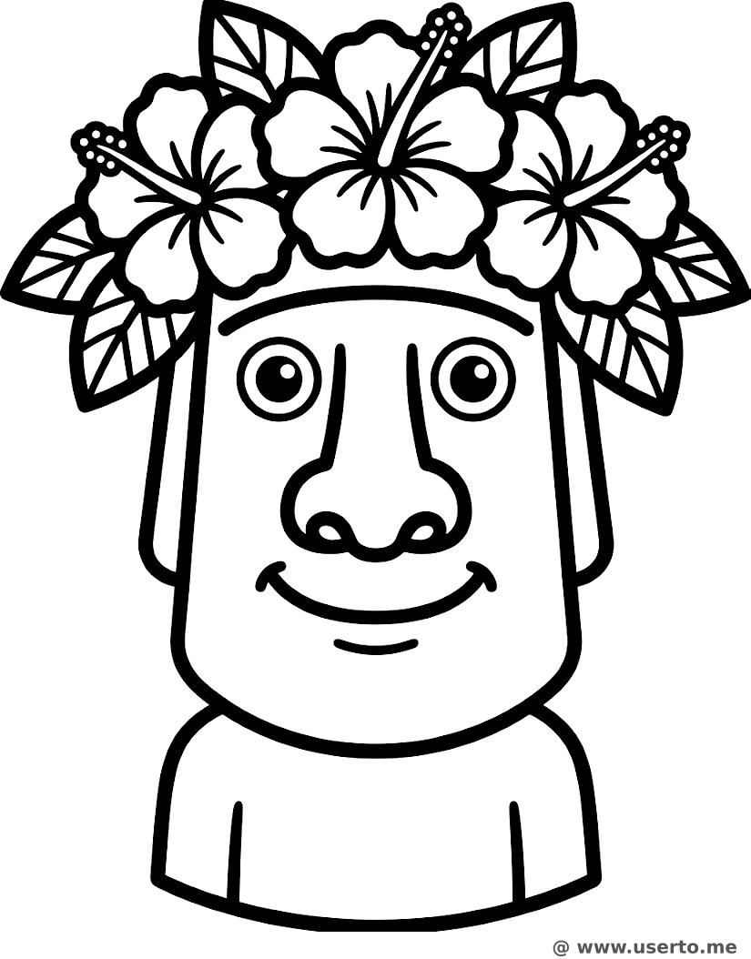 Die Blumenkrone des lächelnden Moai