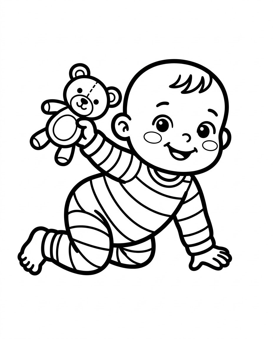 Cute Baby and Teddy