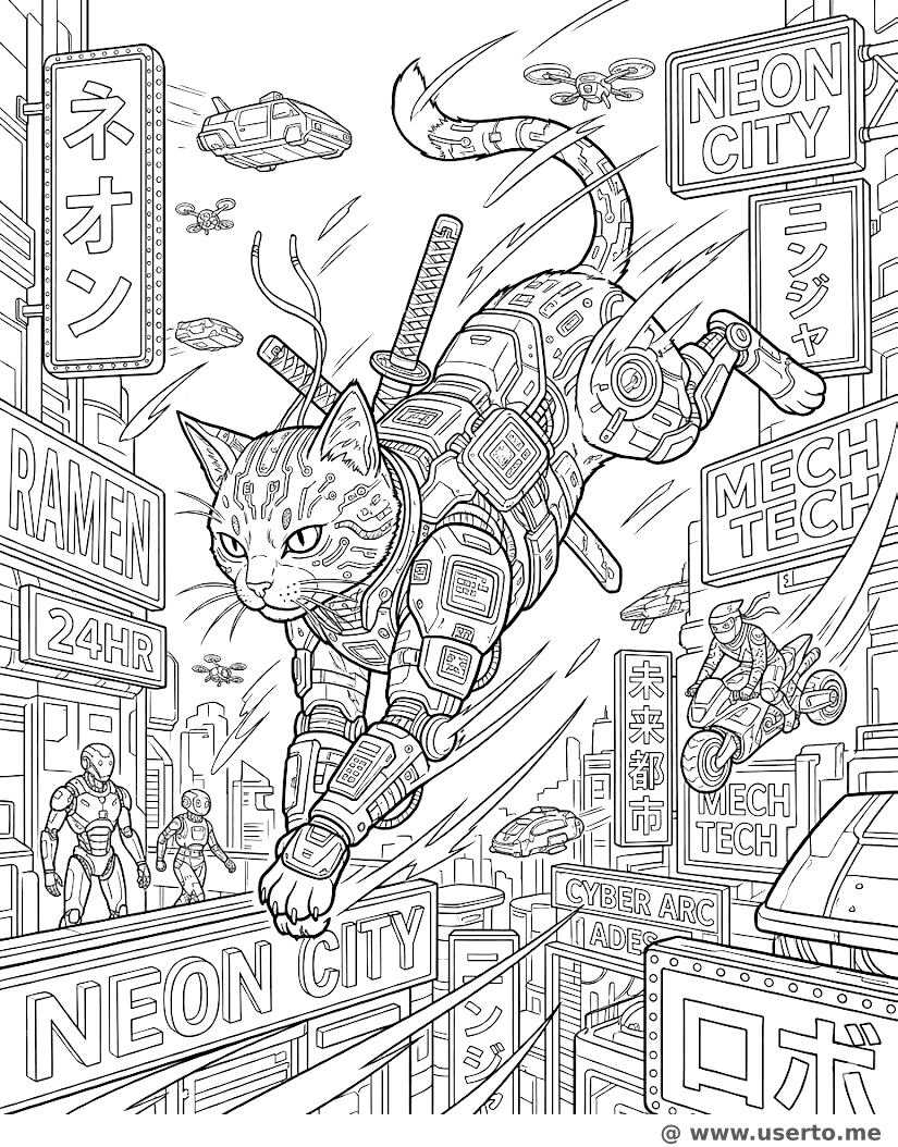 El salto por la ciudad del gato cibernético