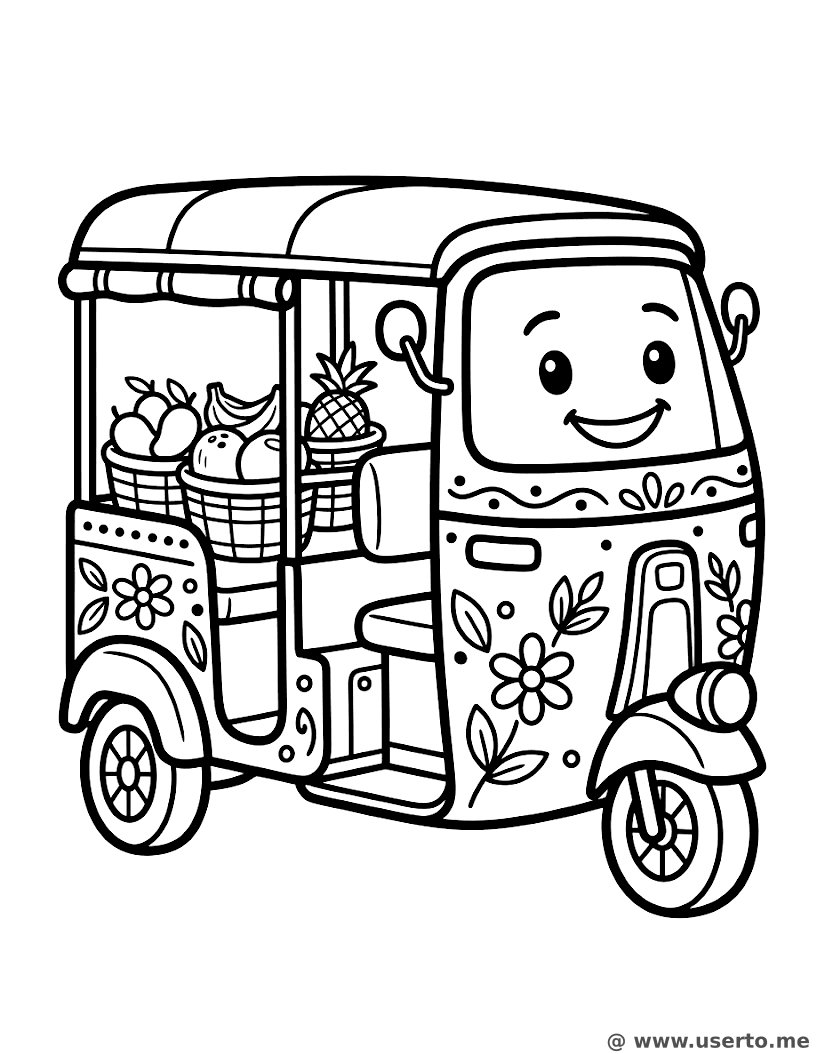 El alegre Tuk-Tuk de las frutas
