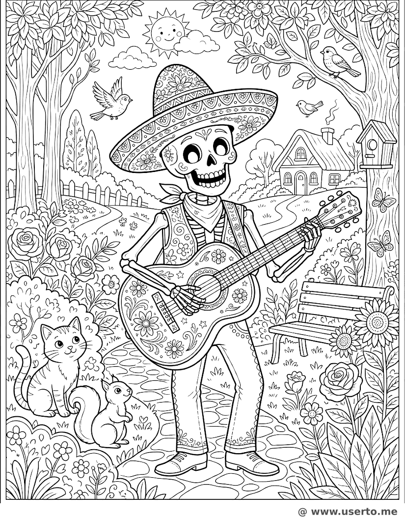 Calavera Guitarrista Musical