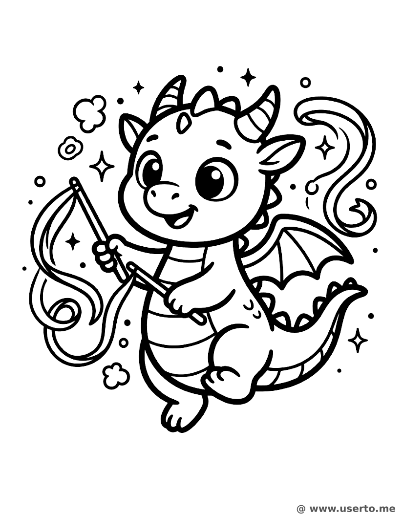 Baby Dragon Practicing Fire Dancing