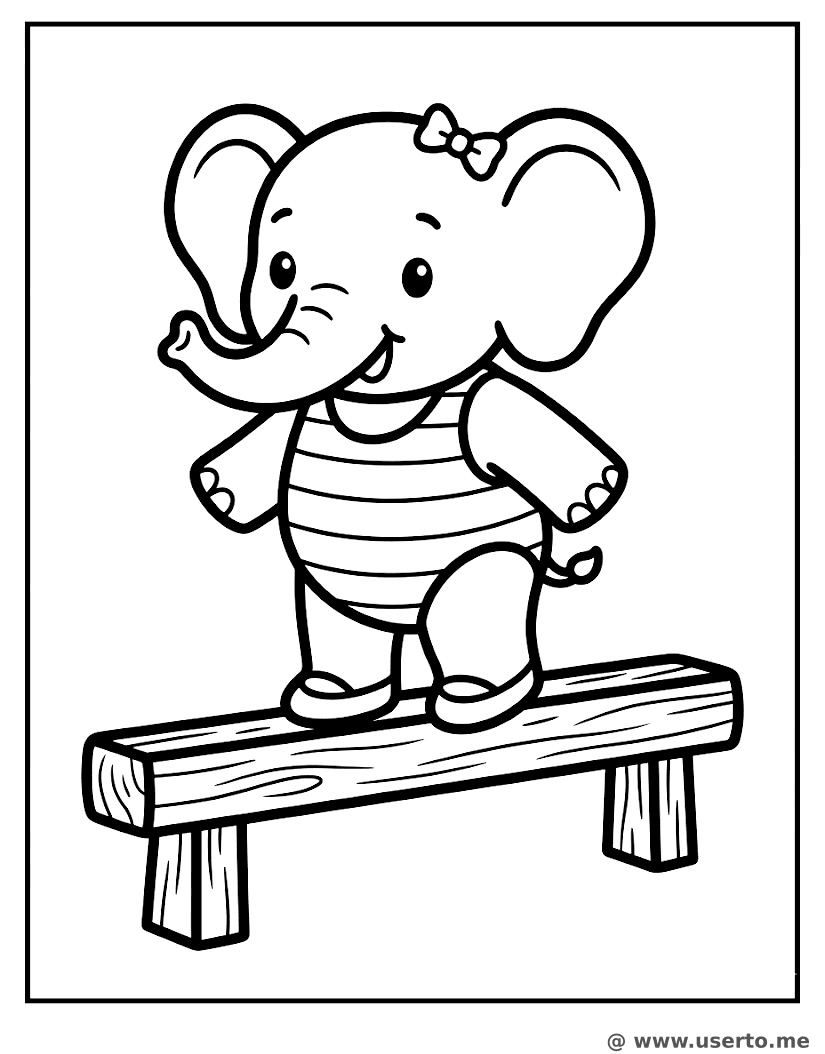 Elefante na trave de equilíbrio