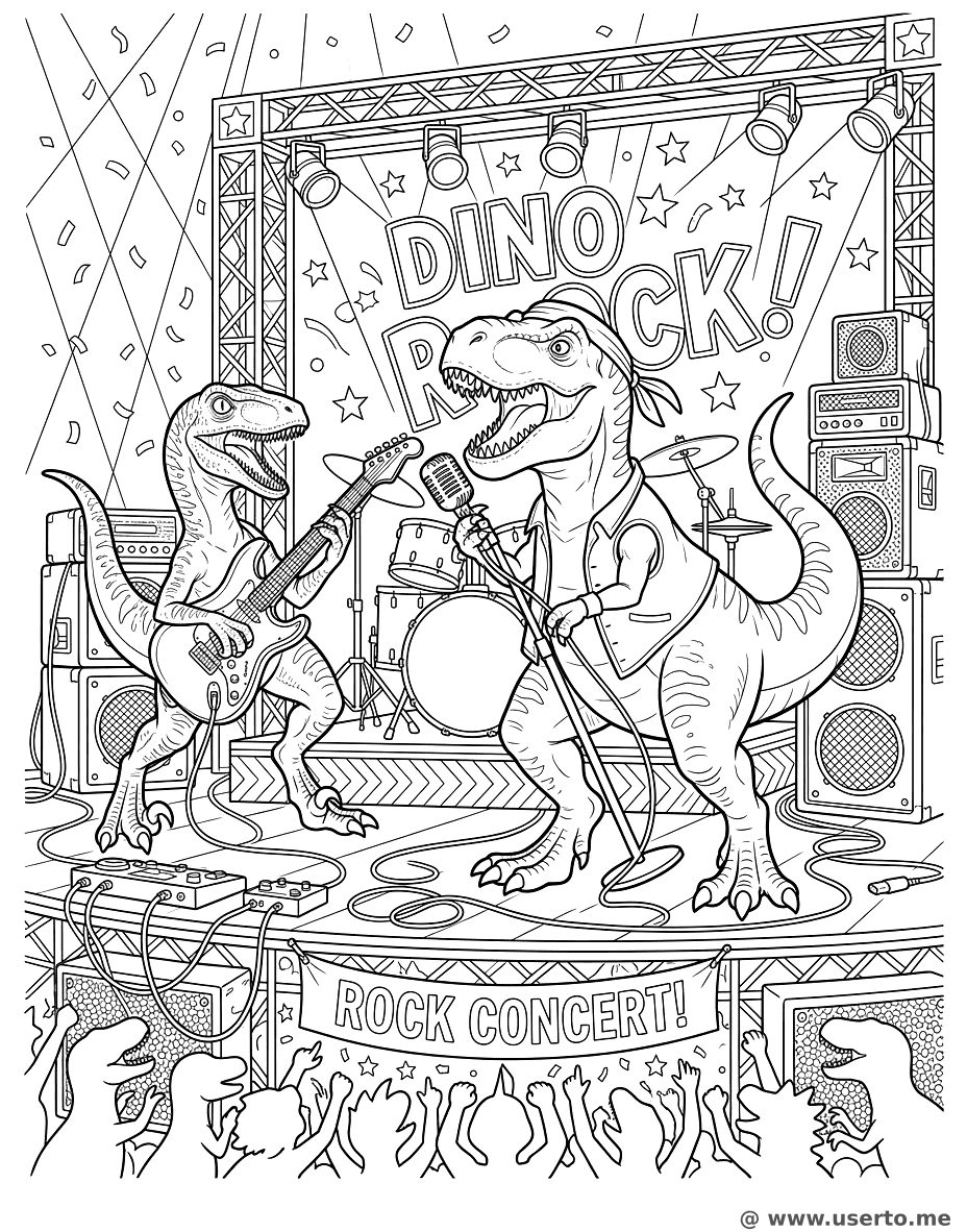 Dinosaurier-Rockband-Konzert