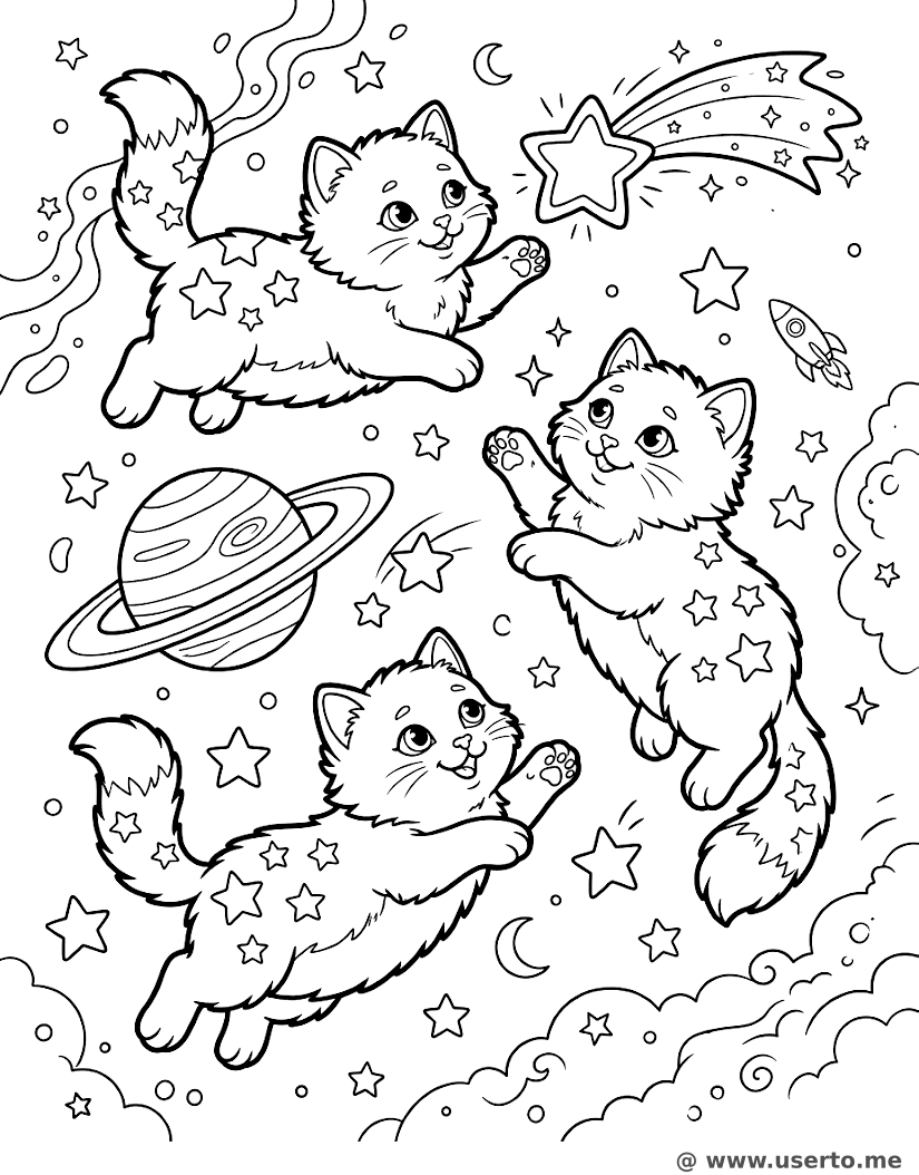 Gatinhos Espaciais Pegando Estrelas