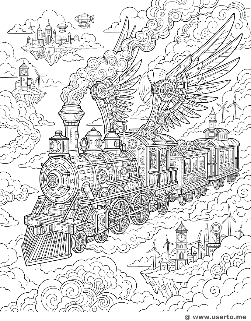 Intricate Steampunk Steam Train