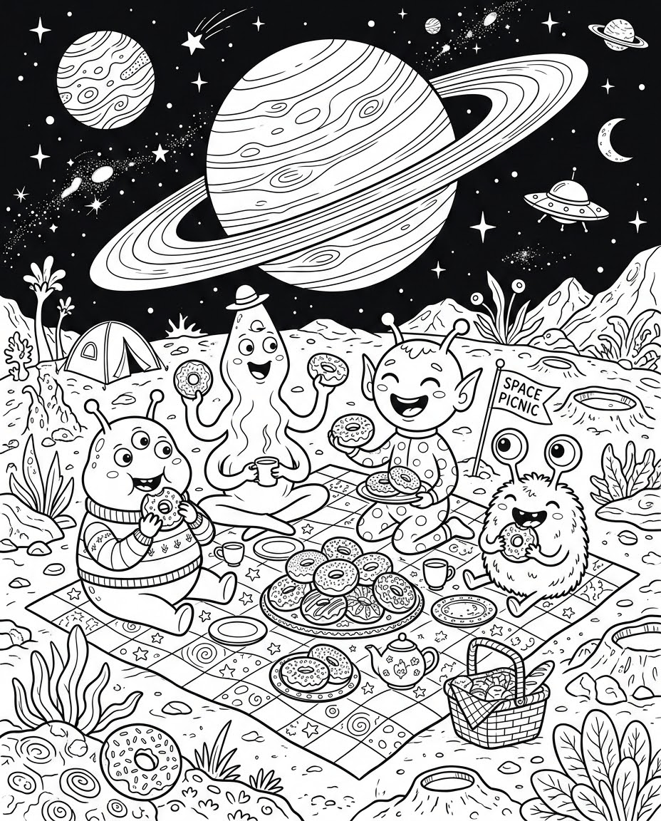 Picknick der Alien-Freunde