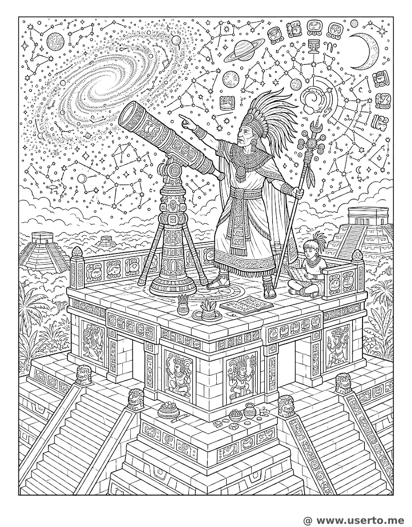 Mayan Astronomer Observing Nebula