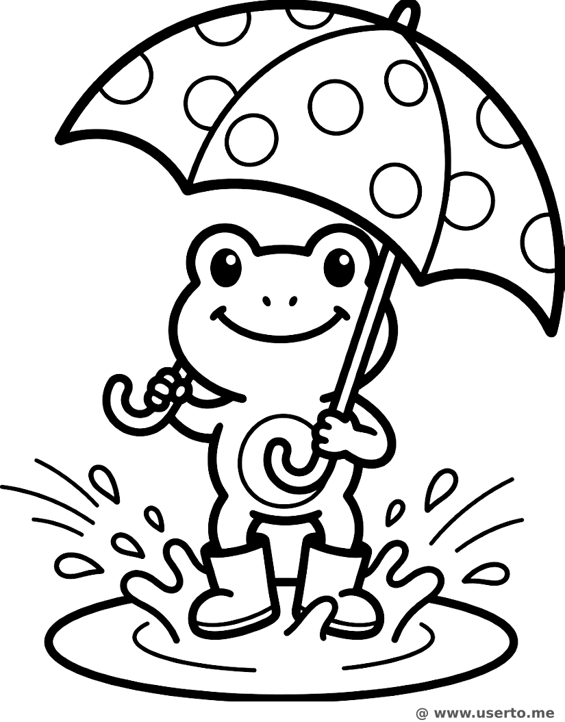 O sapinho feliz na chuva