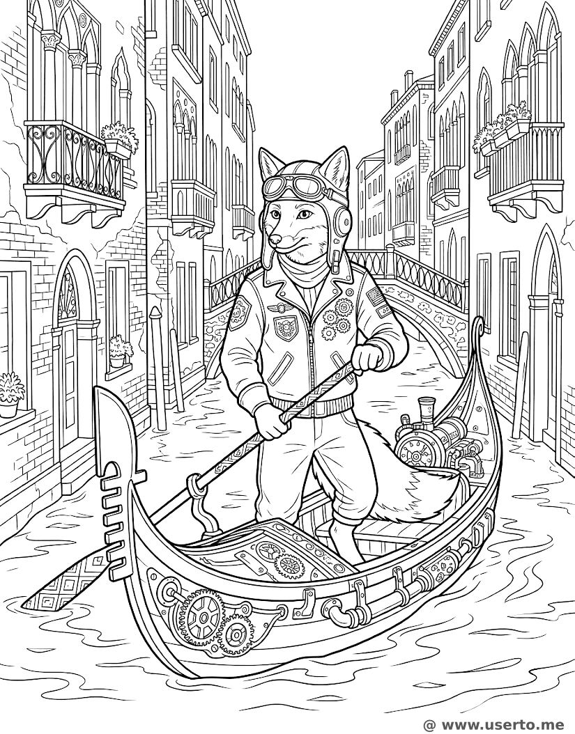Steampunk Fox in a Gondola
