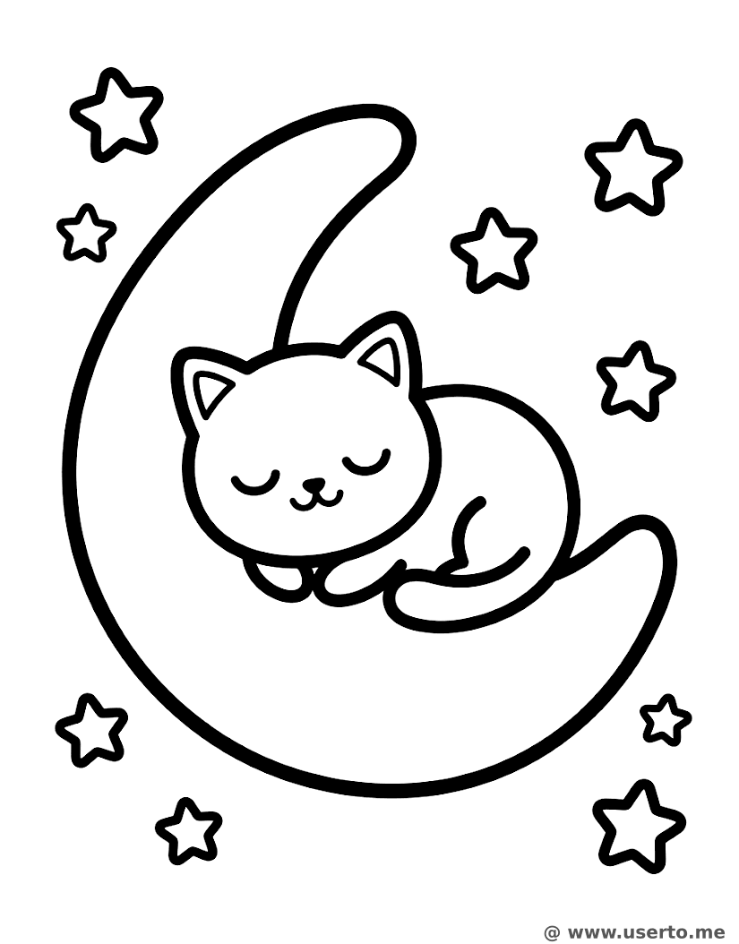 Gatinho Sonolento na Lua