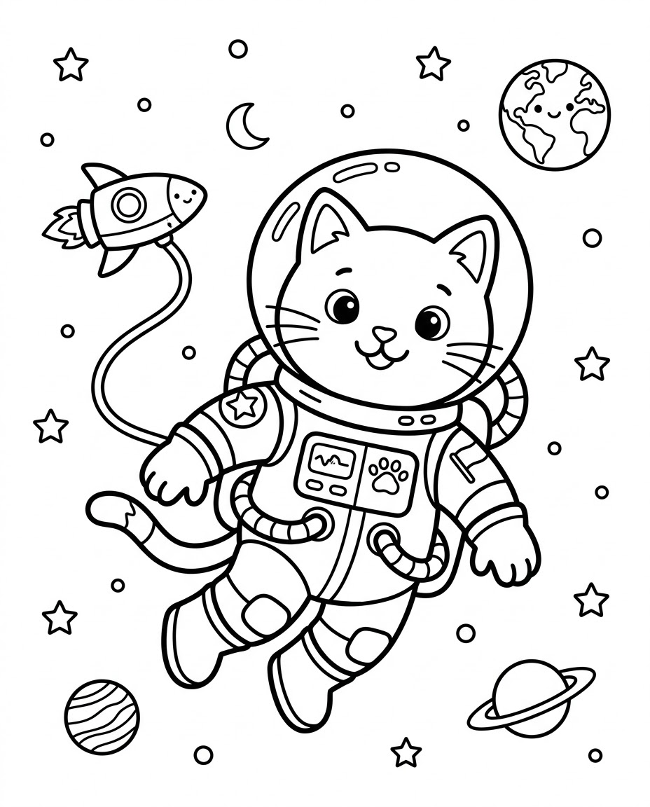 Astronaut Cat in Space