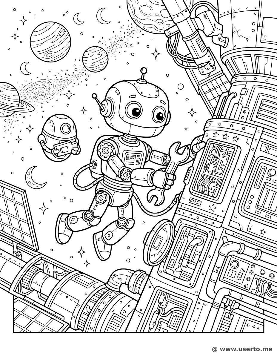 Robot Repairing the Space Station