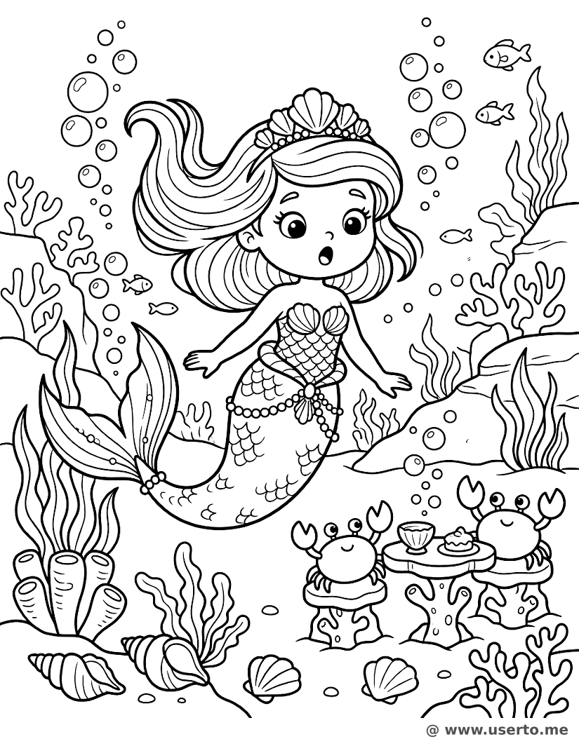 Princesa de la Fiesta del Té en el Fondo del Mar