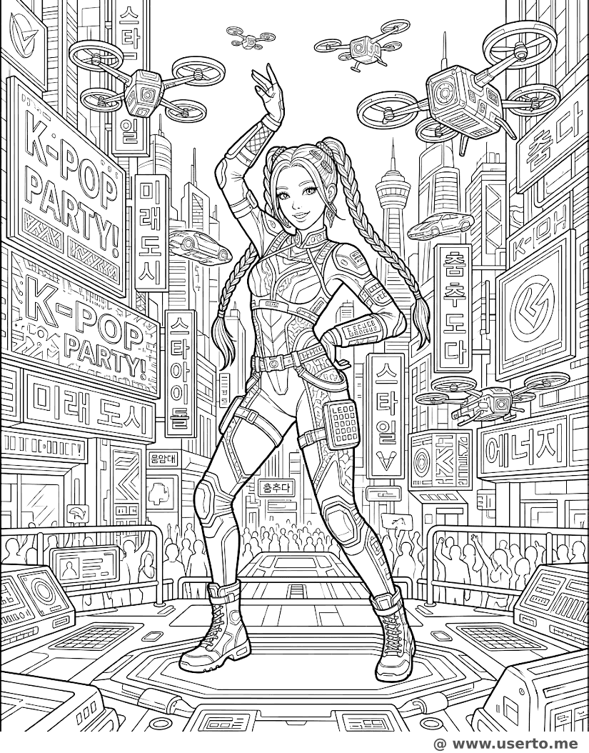 Baile K-Pop Neon Cyberpunk
