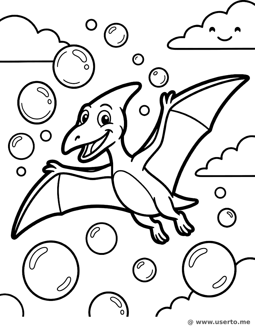 Pterodáctilo en el Cielo de Burbujas
