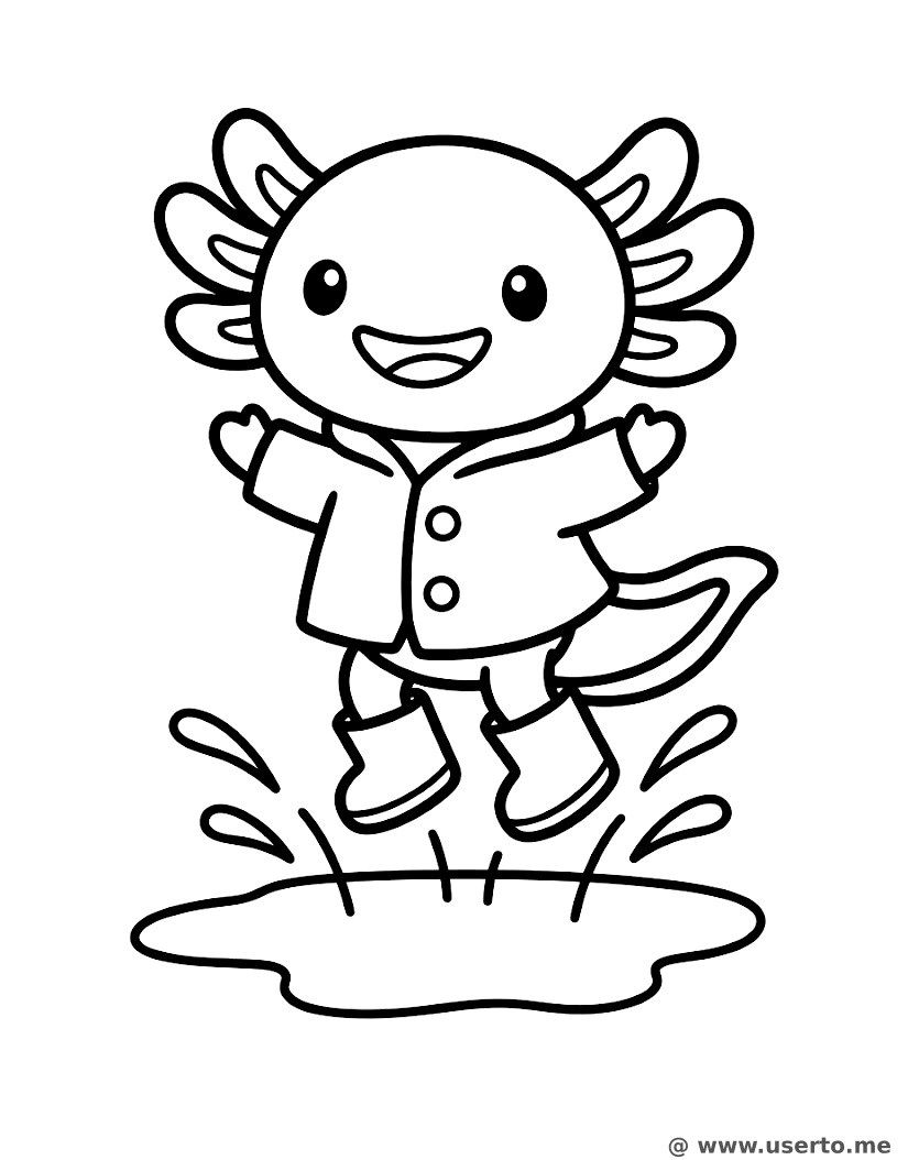 Axolotl beim Planschen im Regen
