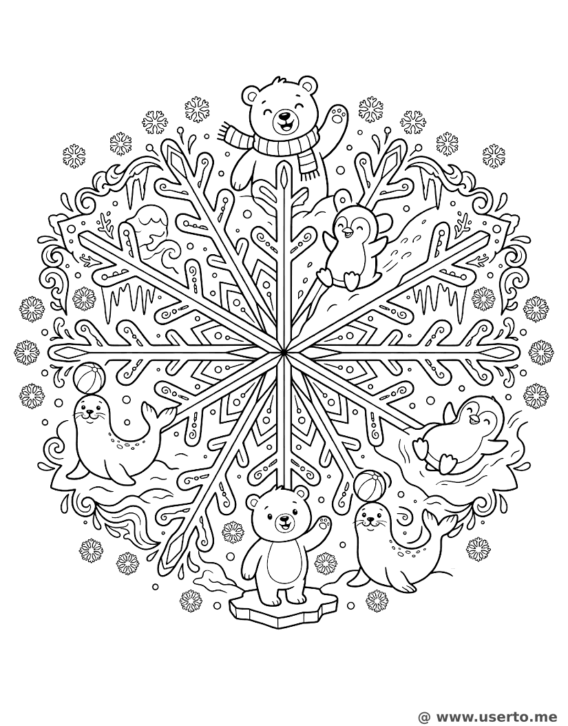 Chilly Arctic Friends Snowflake