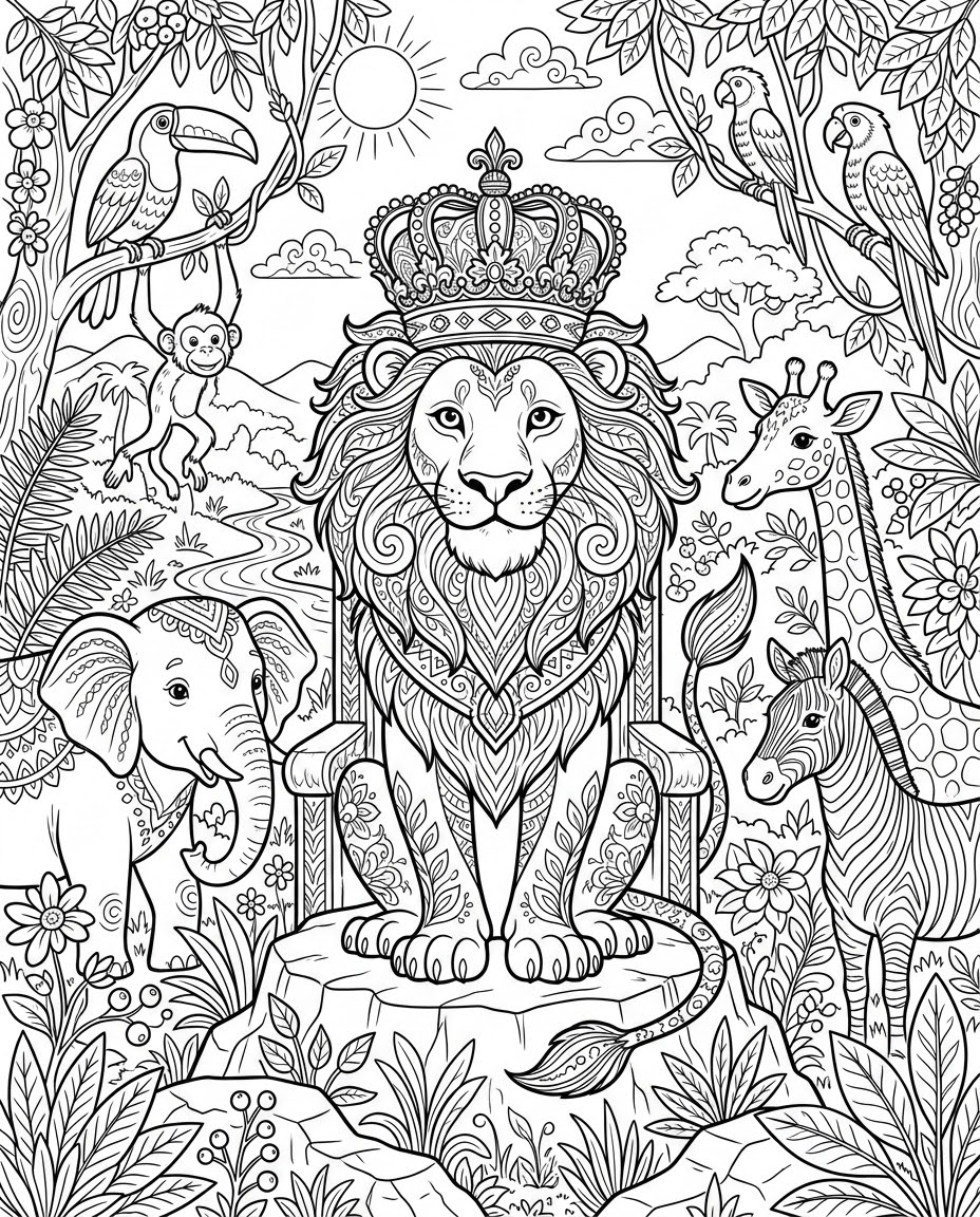 Brave Lion with a Crown