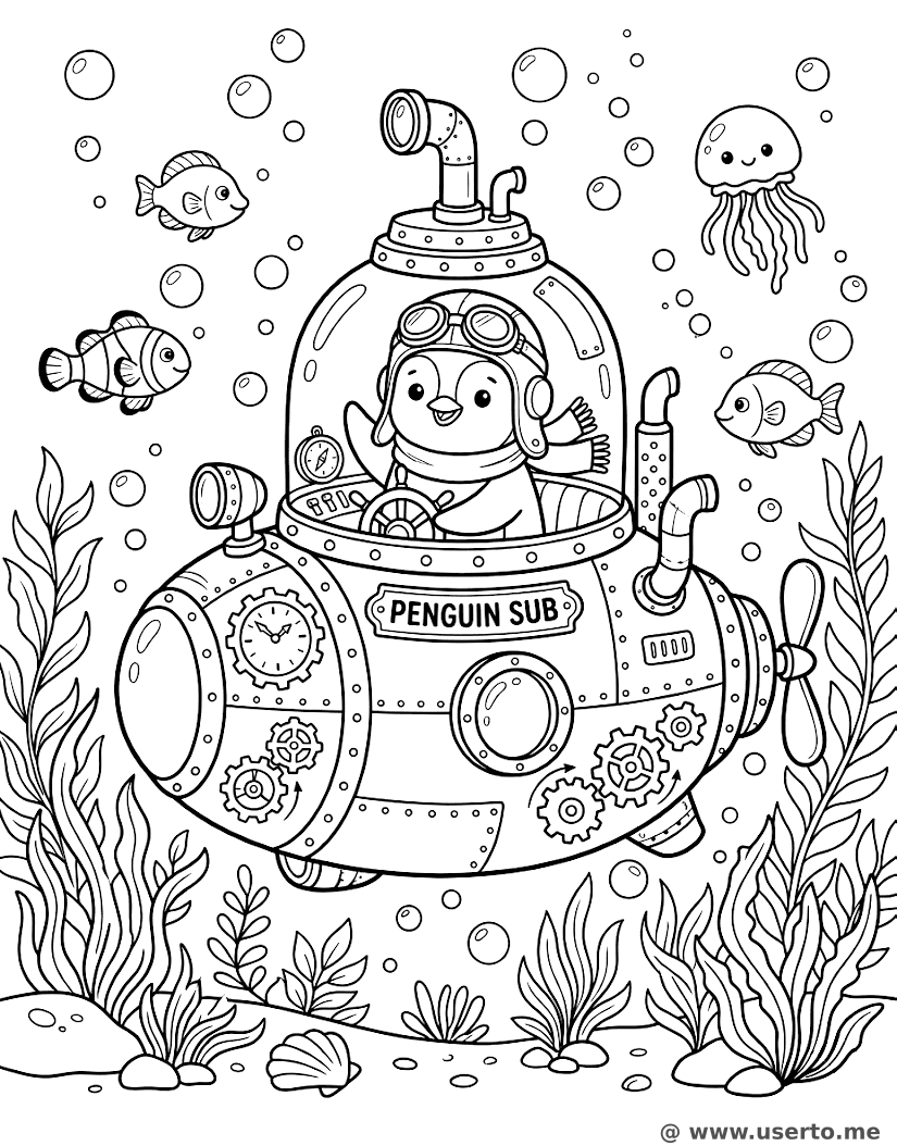 Steampunk Penguin Submarine