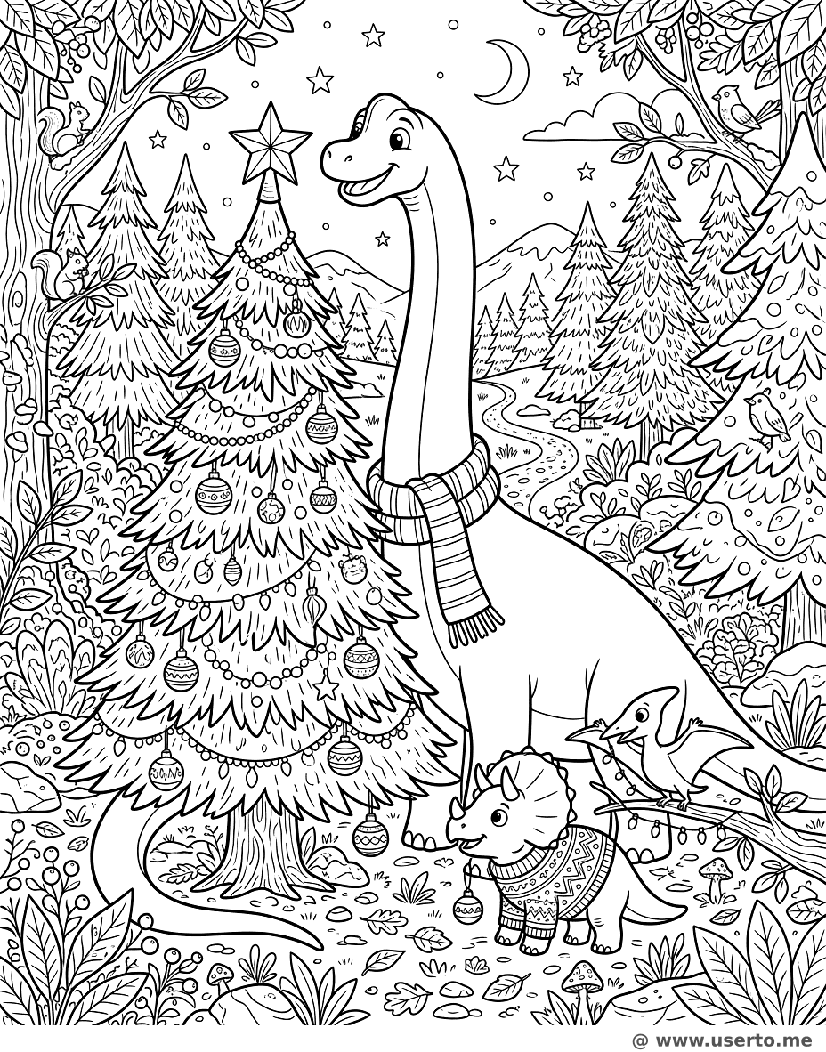 Brachio Decorating a Tree