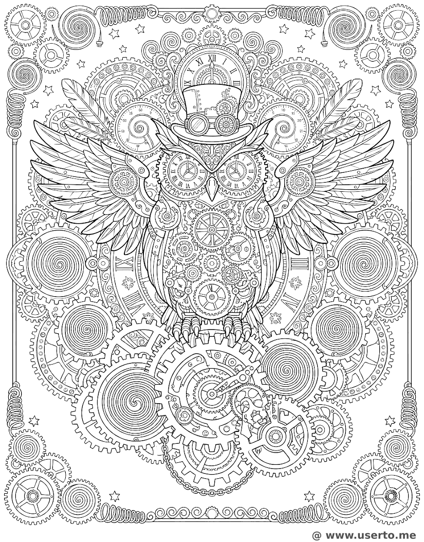 Mandala de Coruja Mecânica da Meia-Noite
