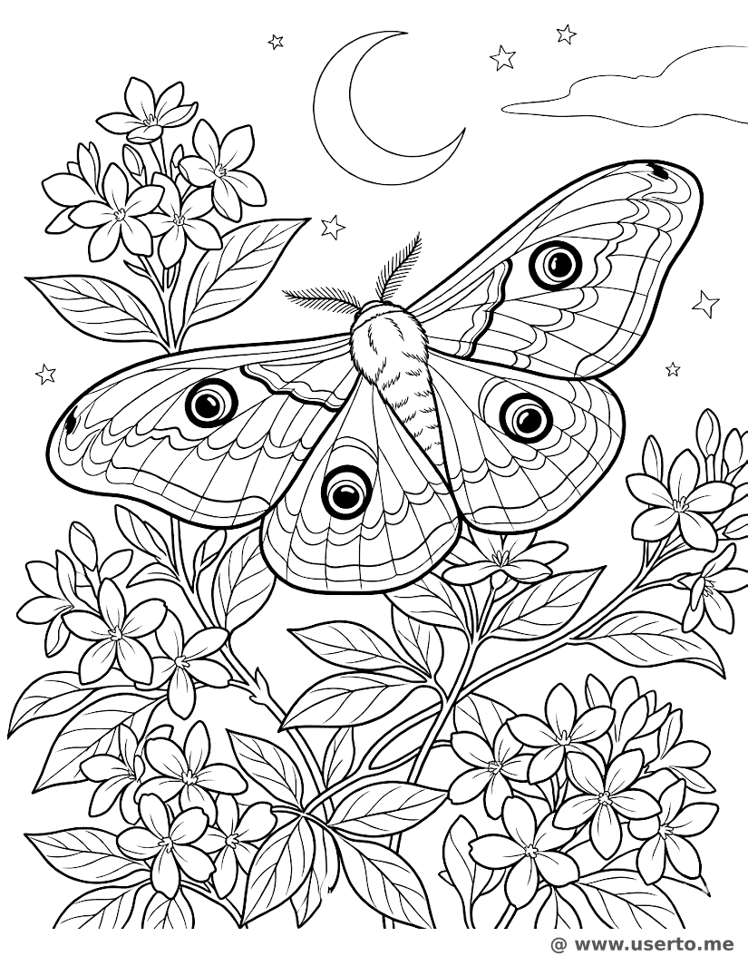 Emperor Moth in the Moonlit Garden