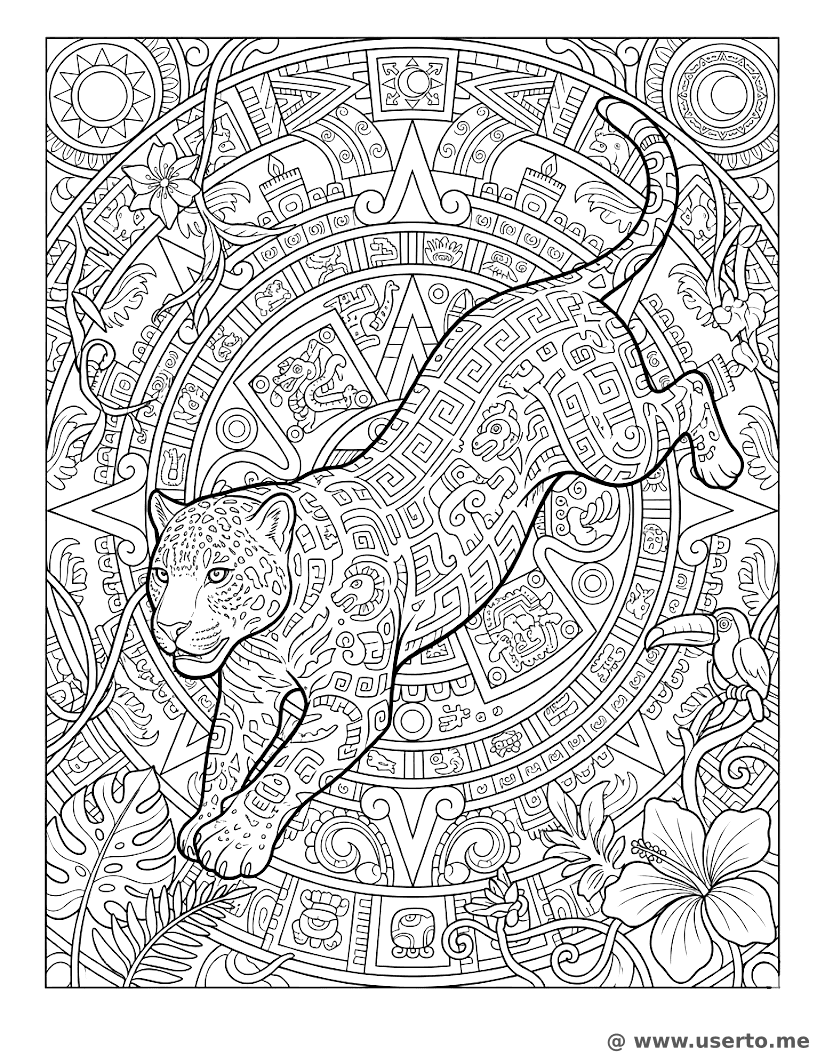 Aztec Jaguar Tribal Pattern