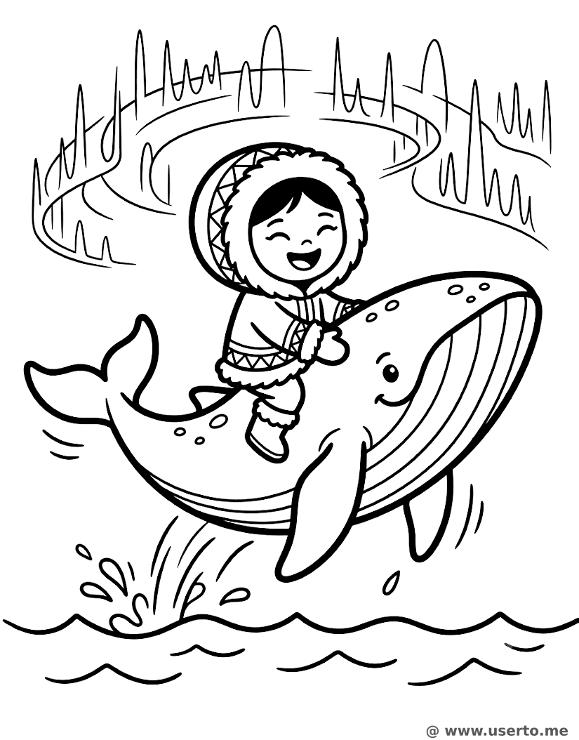 Sternenlicht-Inuit-Prinzessin auf einem Wal