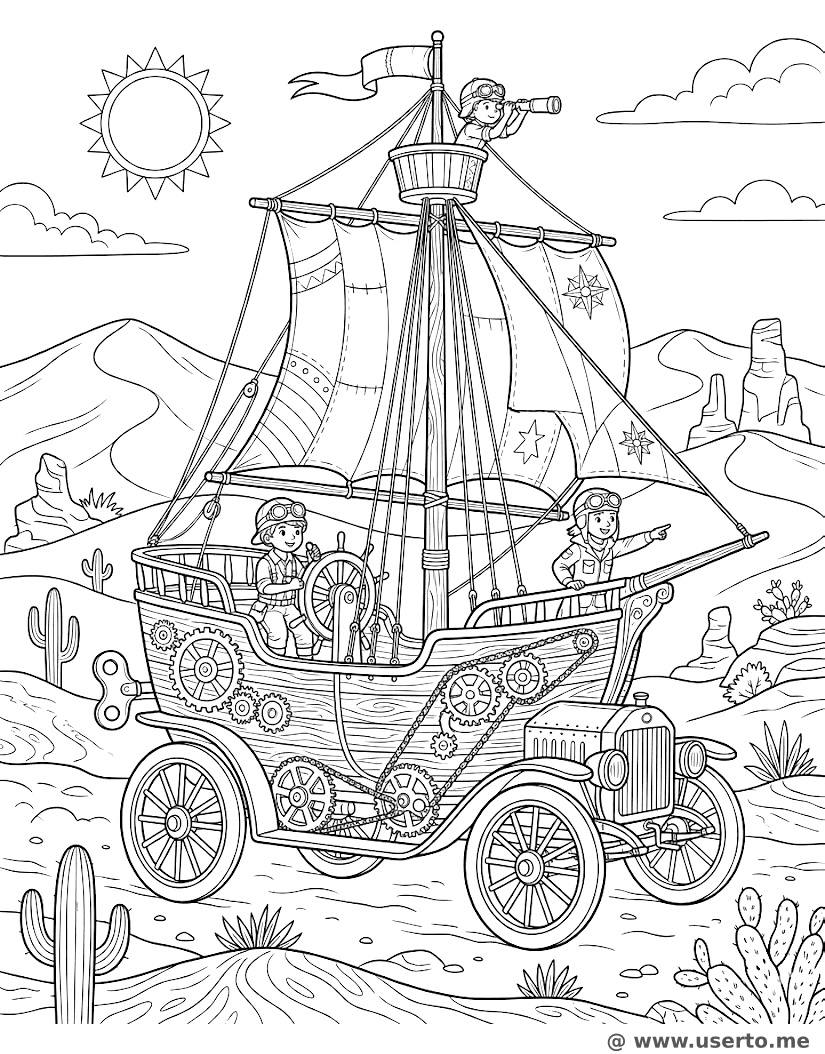 Yate de Tierra Steampunk del Desierto