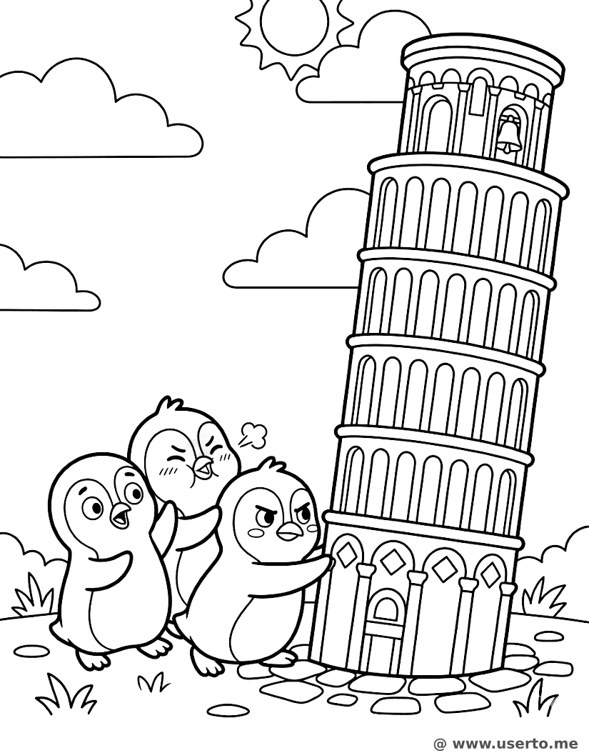Penguins Pushing Pisa