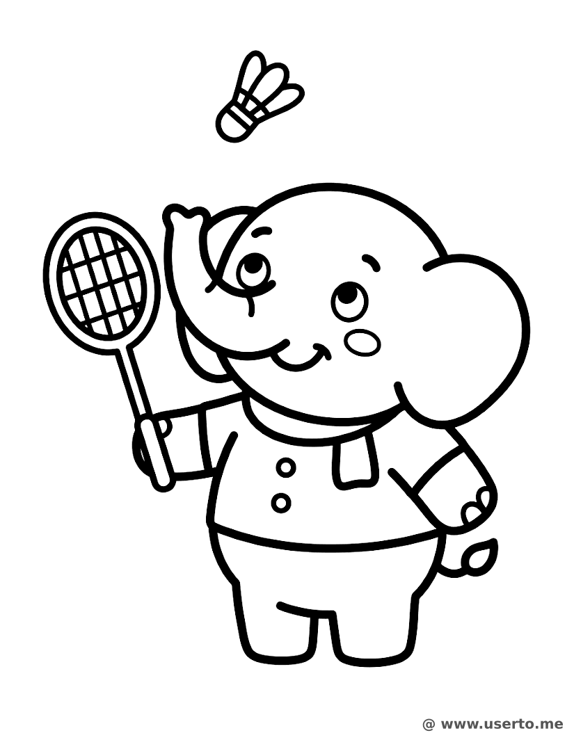 Das große Badminton des glücklichen Elefanten