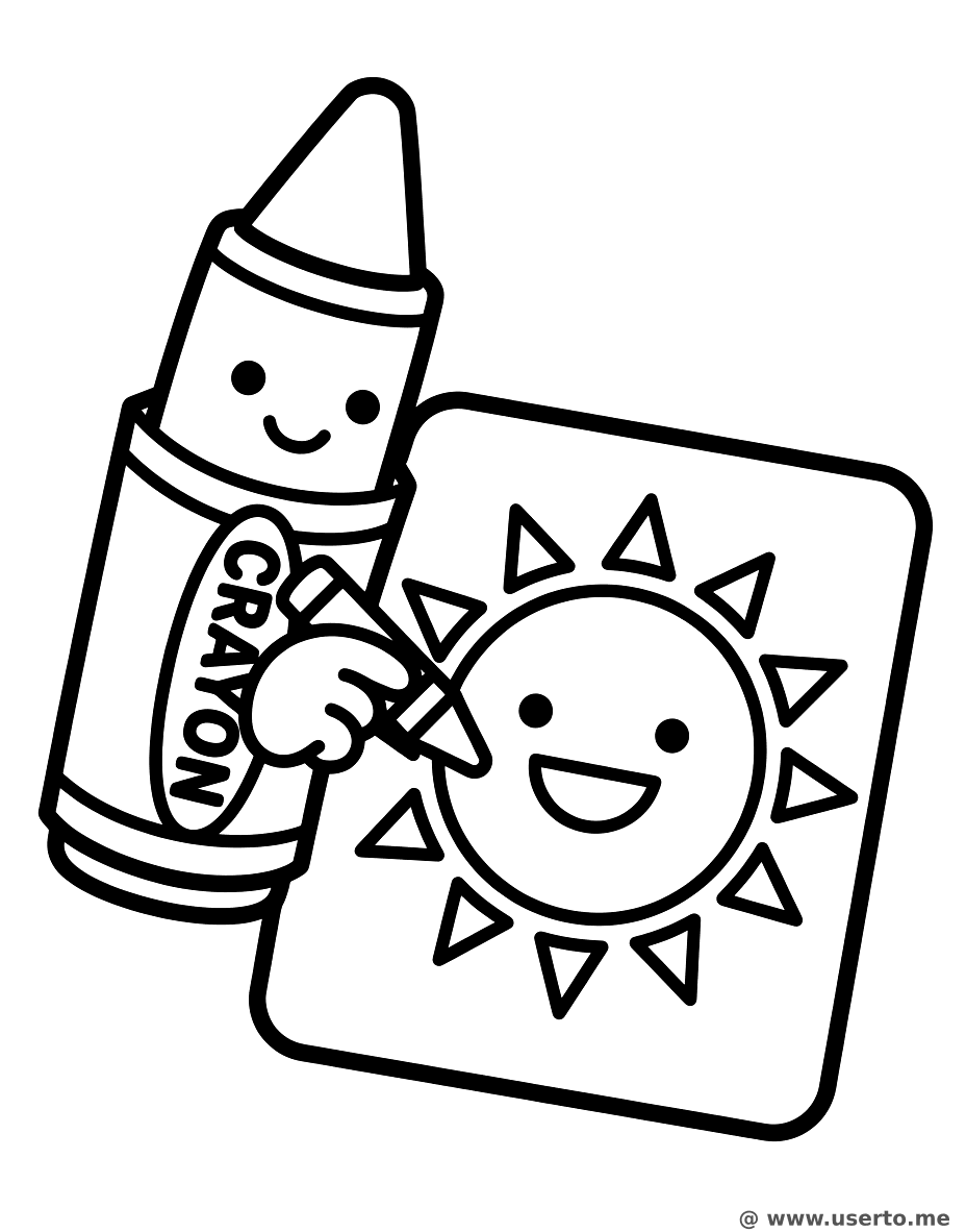 Crayon Drawing a Sun