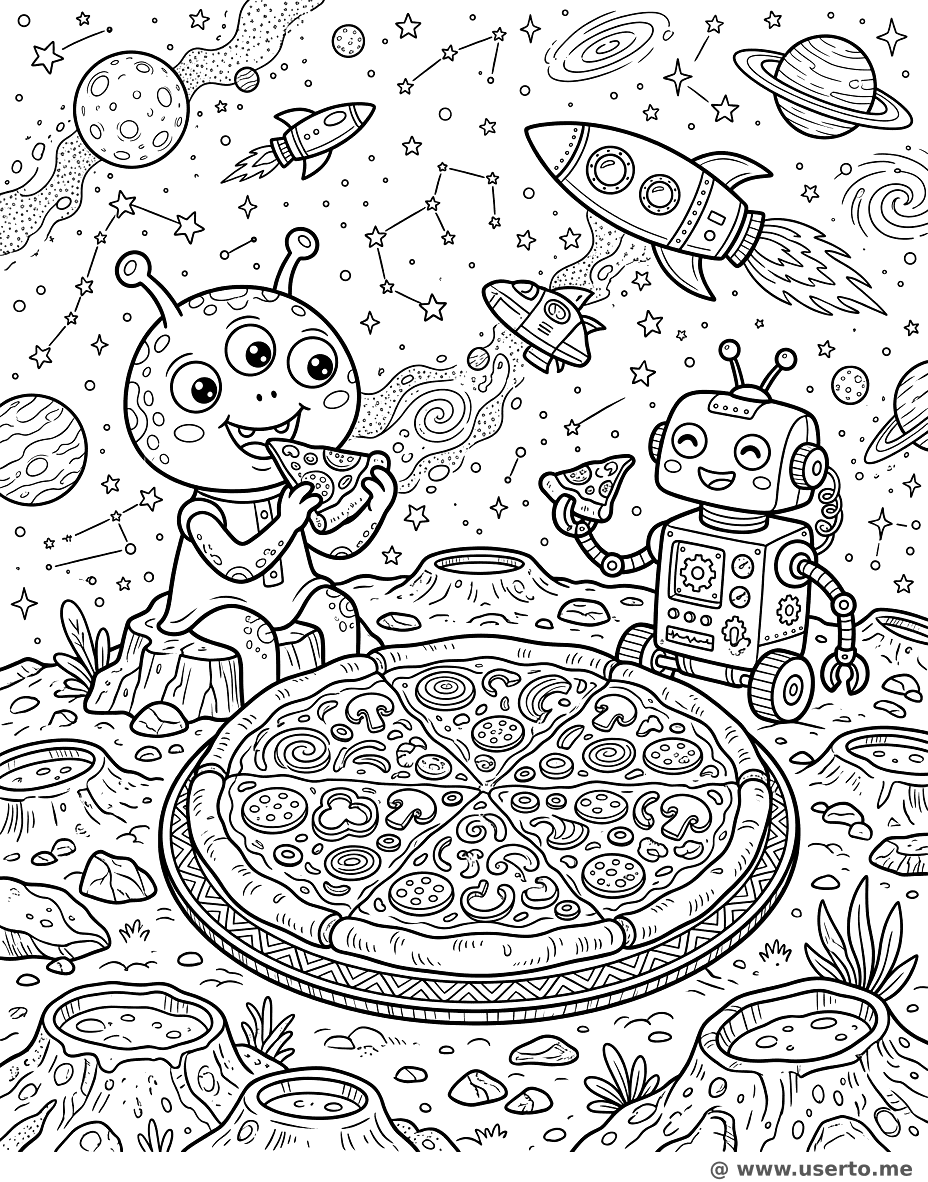 Weltraum-Pizza-Party