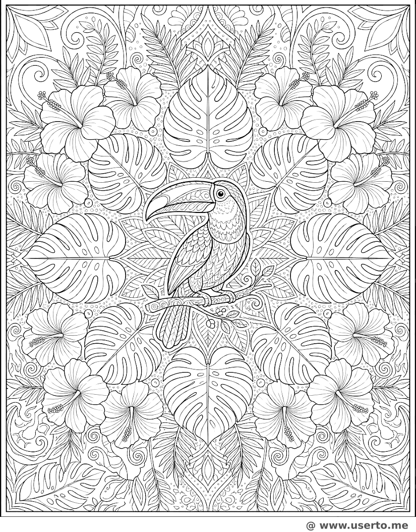Tropisches Tukan-Dschungel-Mandala