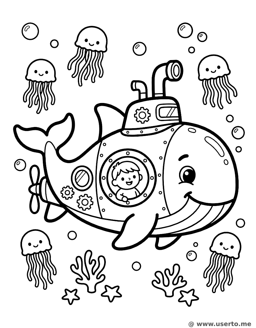 Friendly Whale-Shaped Submarine