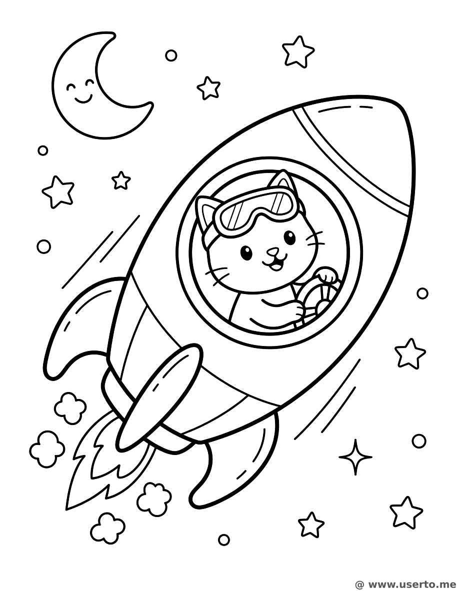Cat Riding a Rocket