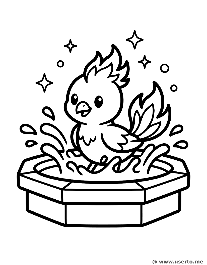 O primeiro banho da fénix bebé