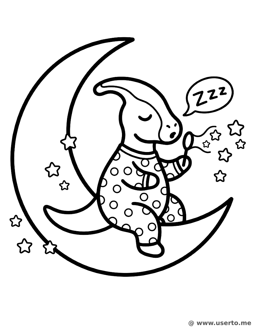 Sleepy Parasaurolophus Stargazing on Moon