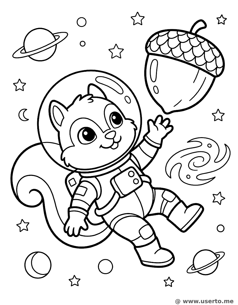Die Nussjagd des Eichhörnchen-Astronauten